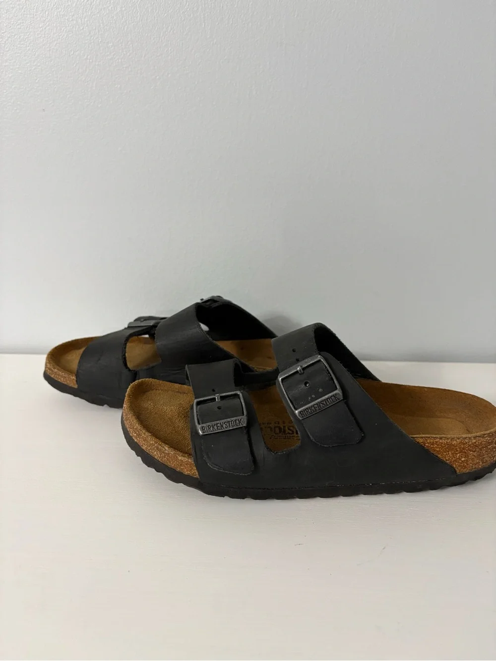 BIRKENSTOCK Arizona Oiled Leather Black Sandals Slide Boho Retro Size 36 / US 5